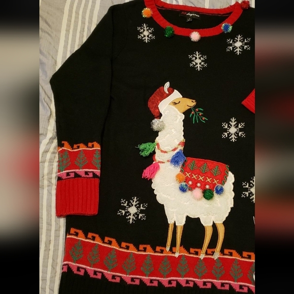 Vintage Large Ugly Lama Christmas Sweater Dress by 33 Degrees - Picture 10 of 11